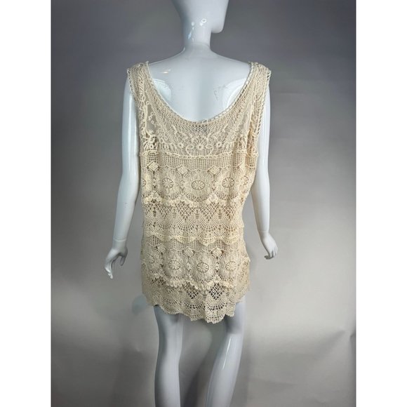 NorthStyle Lace Layered Resort Shift Dress Size XL Beige Cotton - Picture 5 of 16